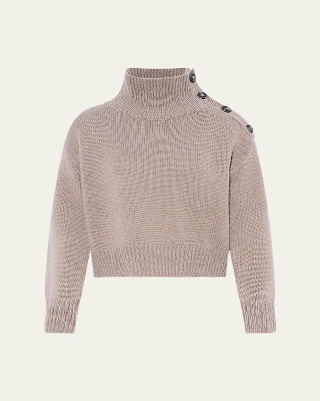Buttoned Wool-Cashmere Sweat